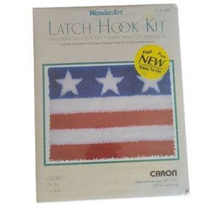 latch hook kit american flag 4th of july caron wonderart glory #4300 30 x 27 NIB
